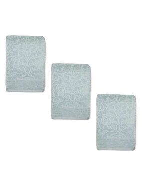 3 SLATE Broyhill Jacquard-Pattern Textured Velour 100% Cotton Bat…